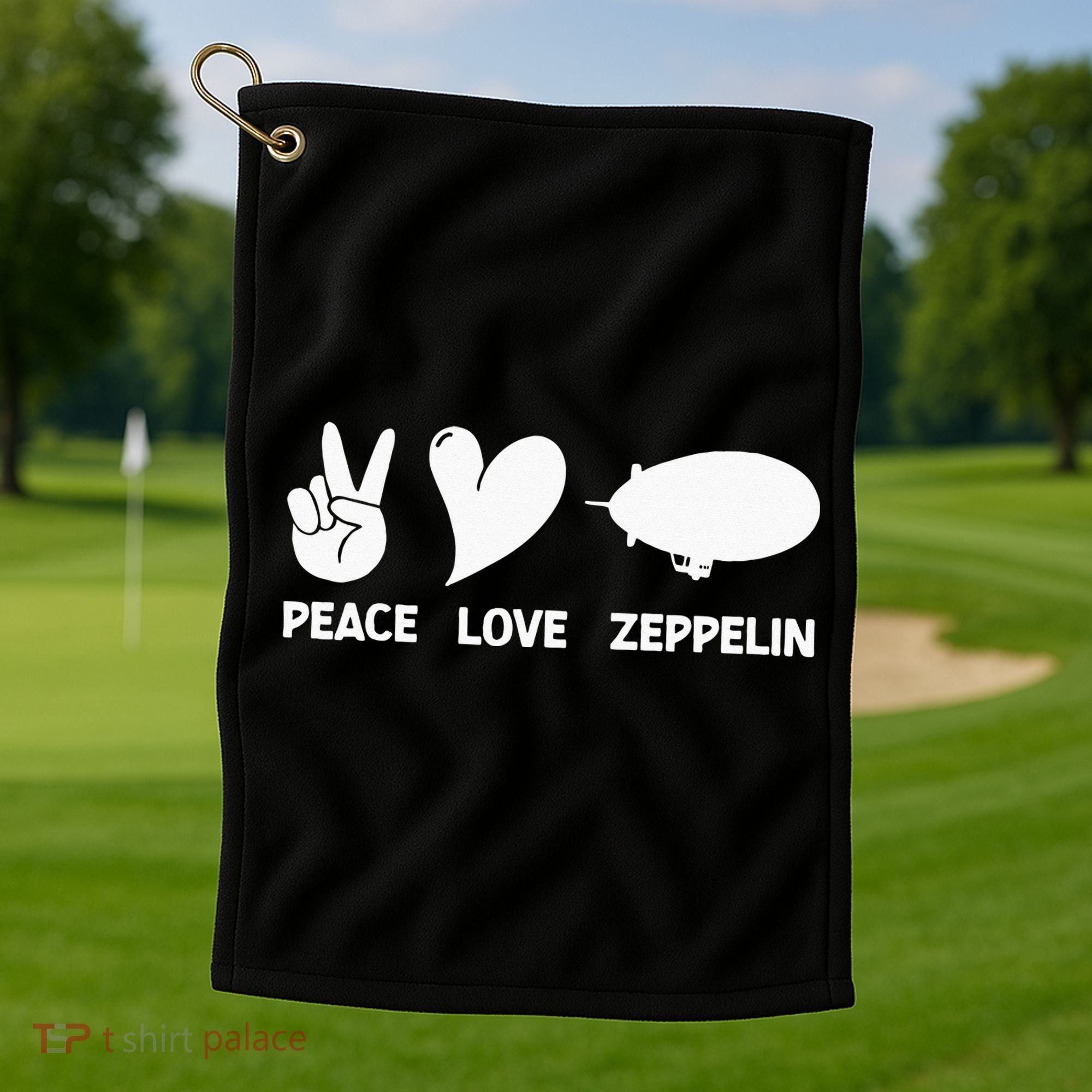 Retro Zeppelin 70s 80s Dirigible Airship Zepelin Zepplin Golf Towel