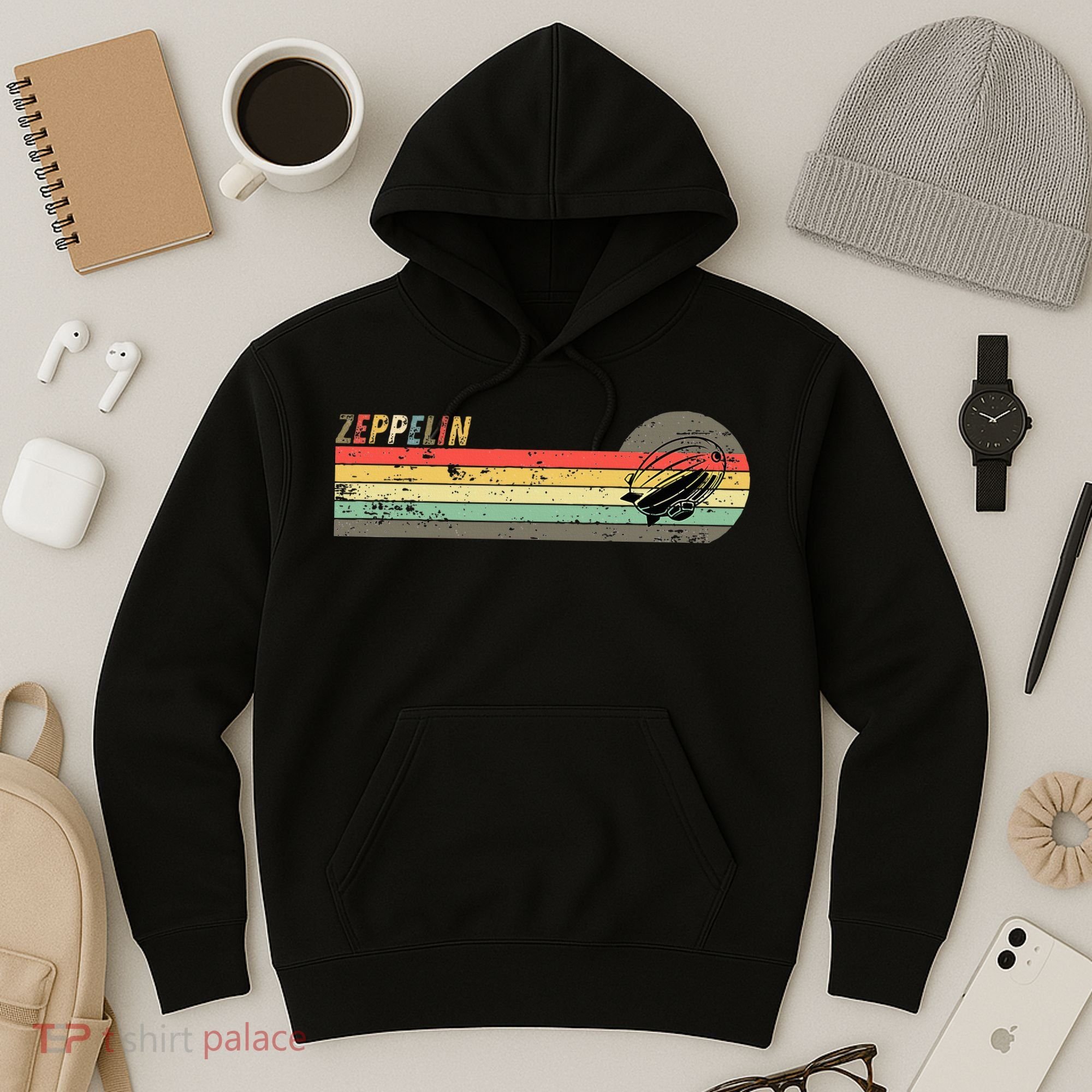 Retro Zeppelin 70s 80s Dirigible Hoodie