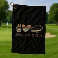 Retro Zeppelin 70s Dirigible Blimp Airship Zepelin Golf Towel thumb 1