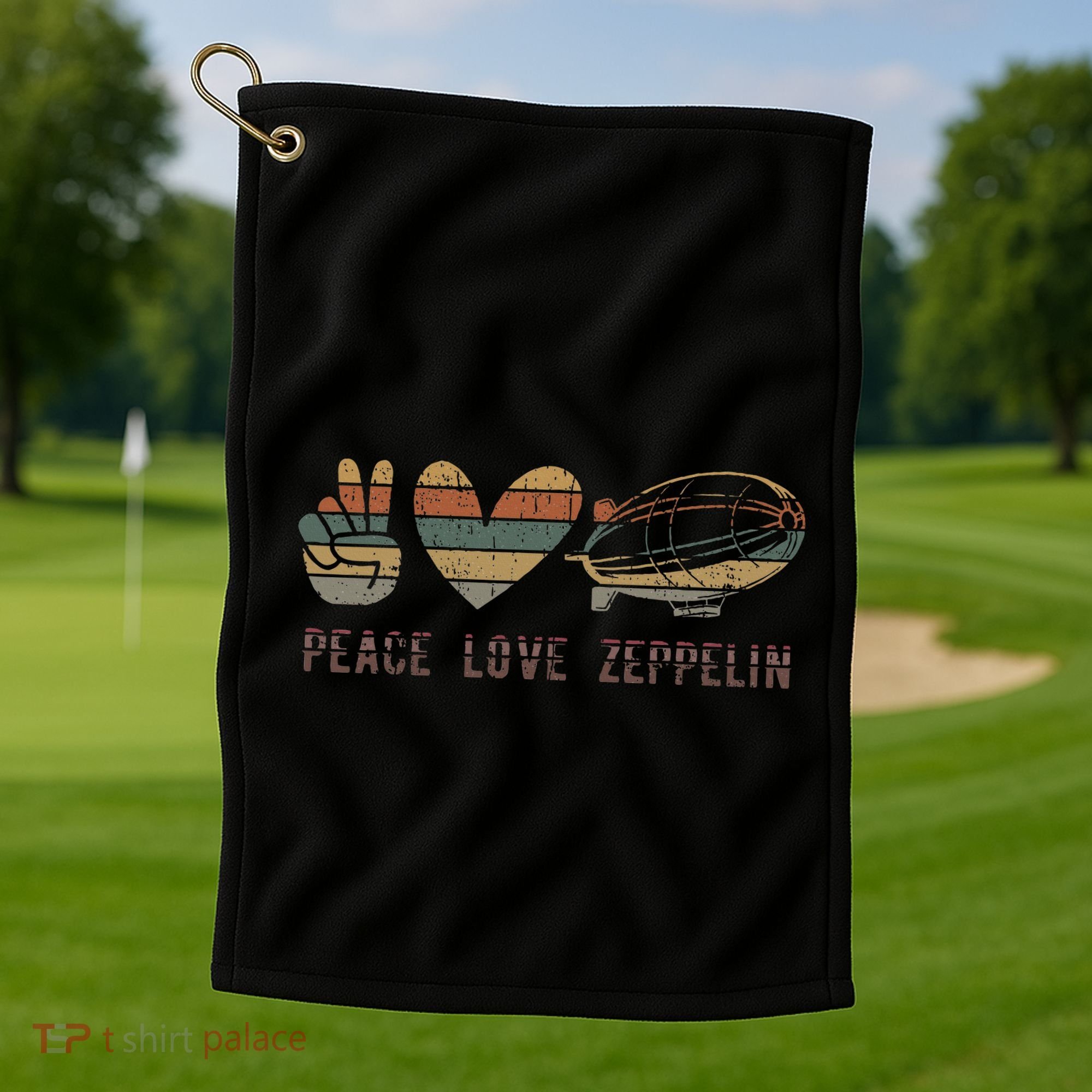 Retro Zeppelin 70s Dirigible Blimp Airship Zepelin Golf Towel