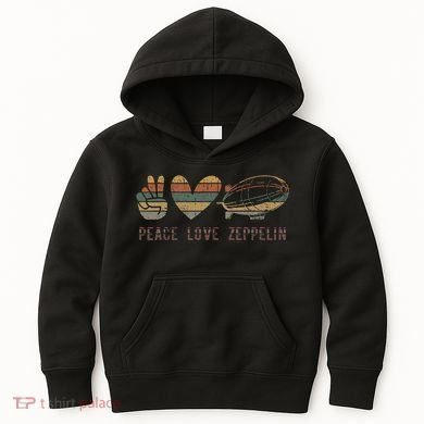 Retro Zeppelin 70s Dirigible Blimp Airship Zepelin Kids Hoodie