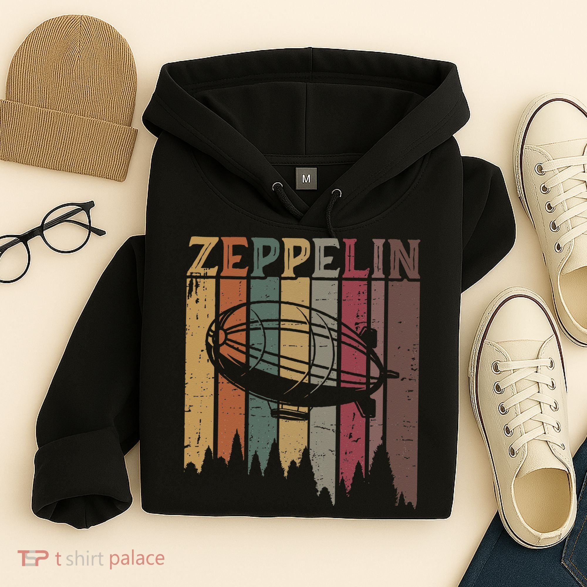 Retro Zeppelin 70s 80s Dirigible Airship Zepelin Zepplin Hoodie
