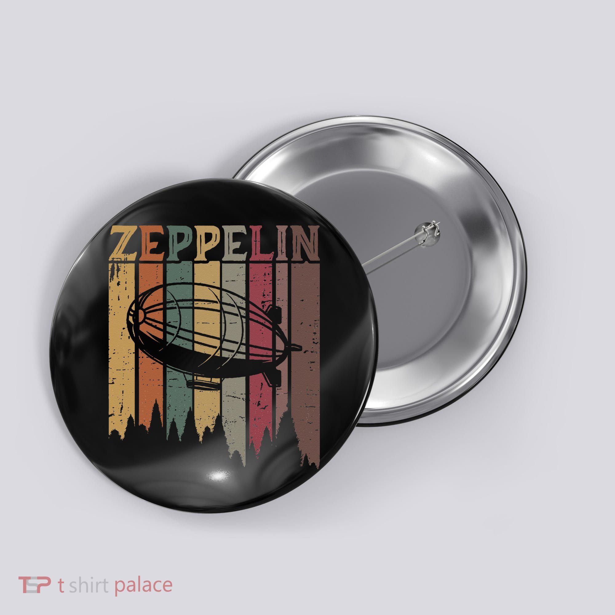 Retro Zeppelin 70s 80s Dirigible Airship Zepelin Zepplin Button