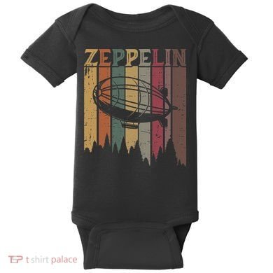 Retro Zeppelin 70s 80s Dirigible Airship Zepelin Zepplin Baby Bodysuit