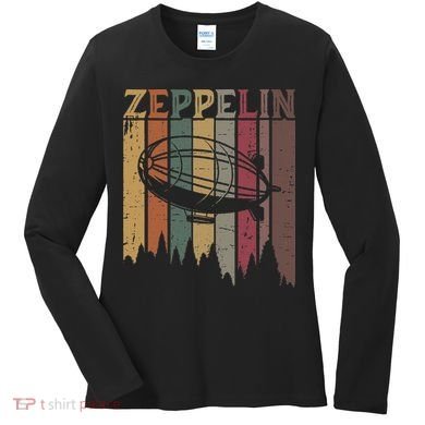 Retro Zeppelin 70s 80s Dirigible Airship Zepelin Zepplin Women's Long Sleeve Shirt