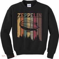 Retro Zeppelin 70s 80s Dirigible Airship Zepelin Zepplin Kids Sweatshirt thumb 0