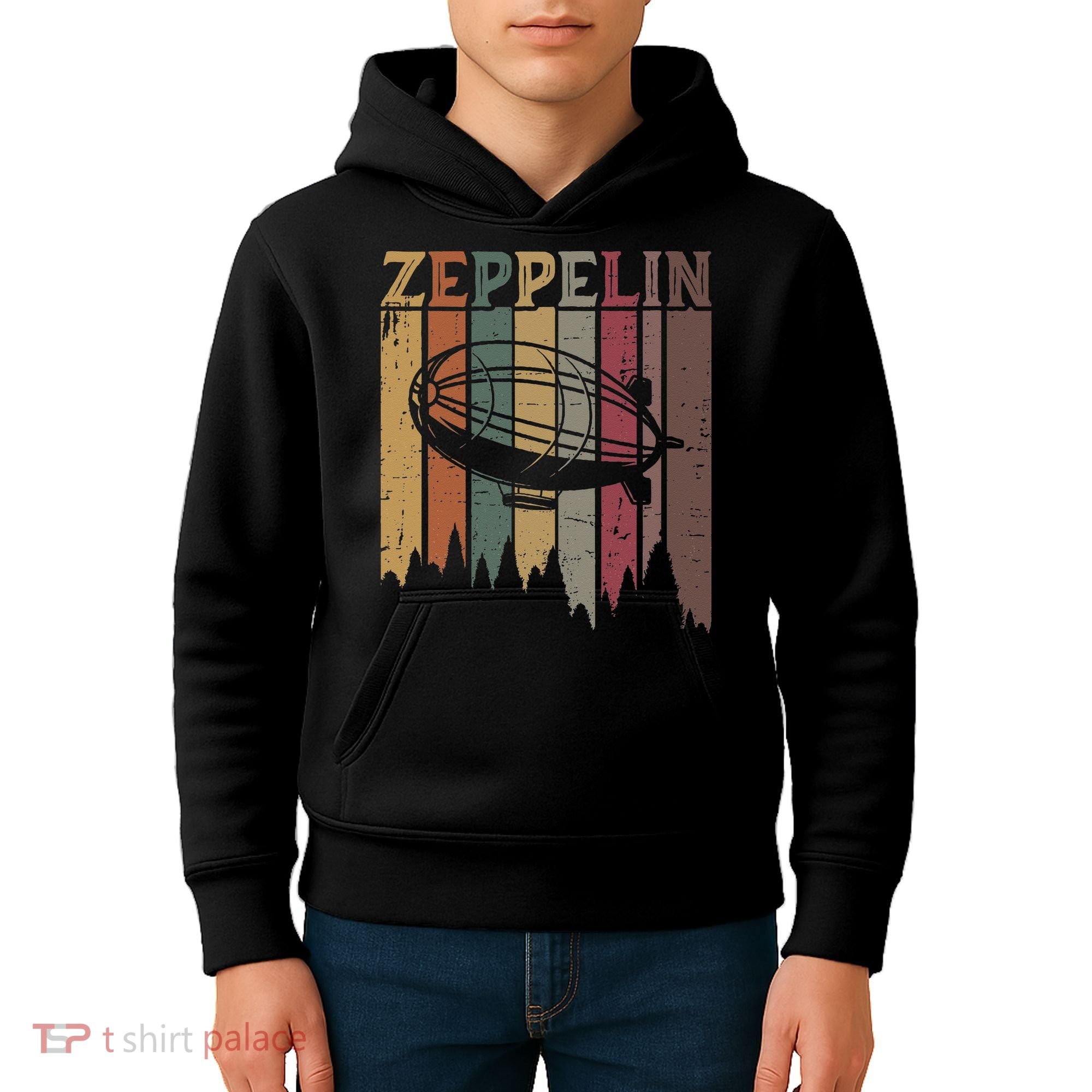 Retro Zeppelin 70s 80s Dirigible Airship Zepelin Zepplin Kids Hoodie