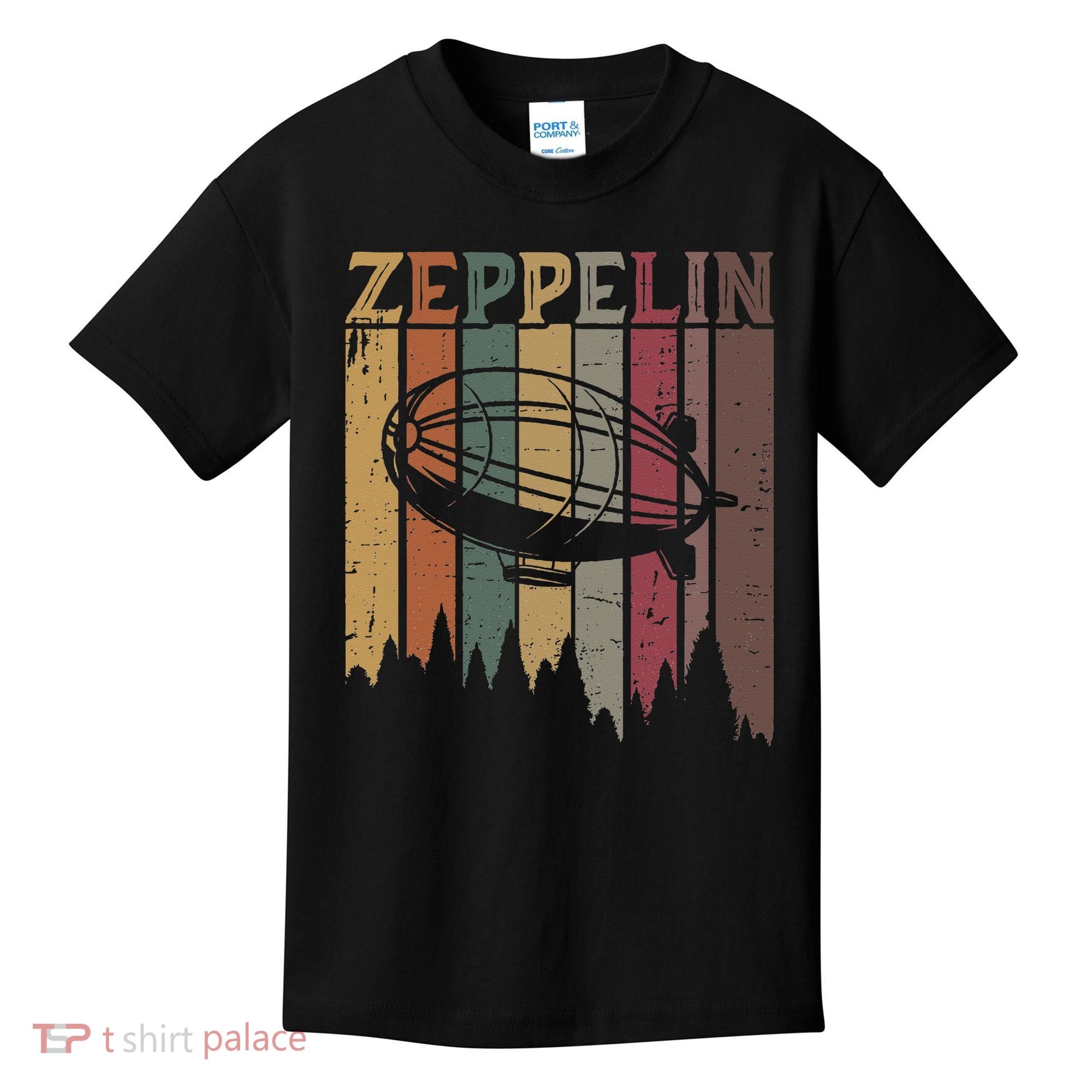 Retro Zeppelin 70s 80s Dirigible Airship Zepelin Zepplin Kids T-Shirt