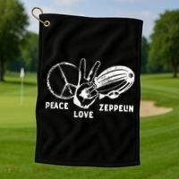 Retro Zeppelin 70s 80s Dirigible Airship Zepelin Zepplin Golf Towel thumb 1
