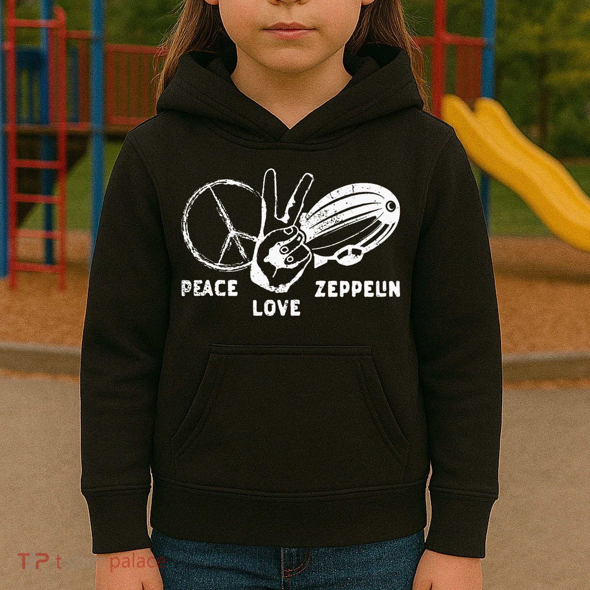 Retro Zeppelin 70s 80s Dirigible Airship Zepelin Zepplin Kids Hoodie