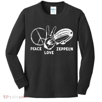 Retro Zeppelin 70s 80s Dirigible Airship Zepelin Zepplin Kids Long Sleeve Shirt