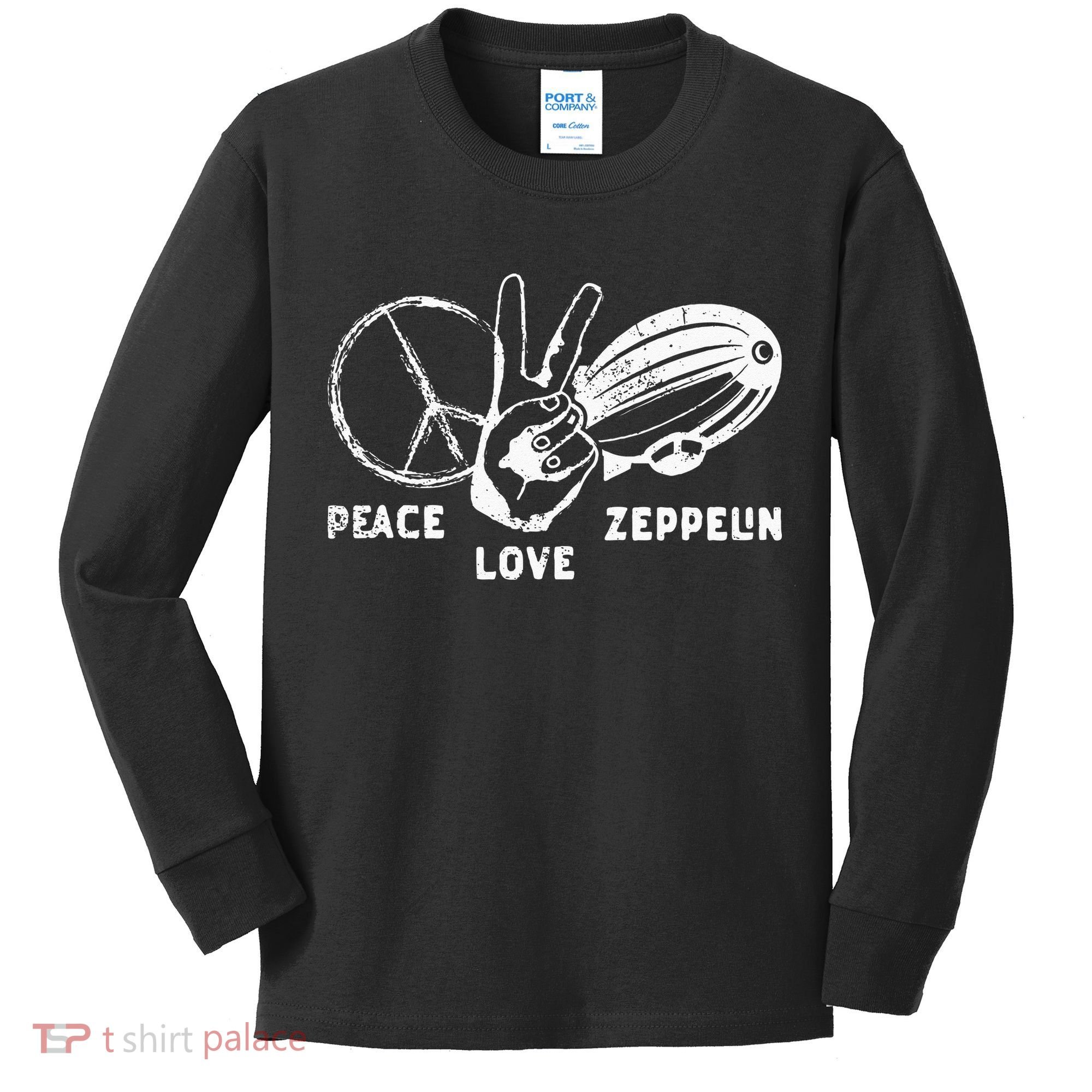 Retro Zeppelin 70s 80s Dirigible Airship Zepelin Zepplin Kids Long Sleeve Shirt