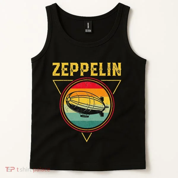 Retro Zeppelin Funny Dirigible Blimp Airship 70s 80s Tank Top