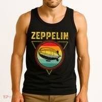 Retro Zeppelin Funny Dirigible Blimp Airship 70s 80s Tank Top thumb 3