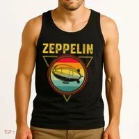 Retro Zeppelin Funny Dirigible Blimp Airship 70s 80s Tank Top thumb 3