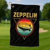 Retro Zeppelin Funny Dirigible Blimp Airship 70s 80s Golf Towel thumb 1