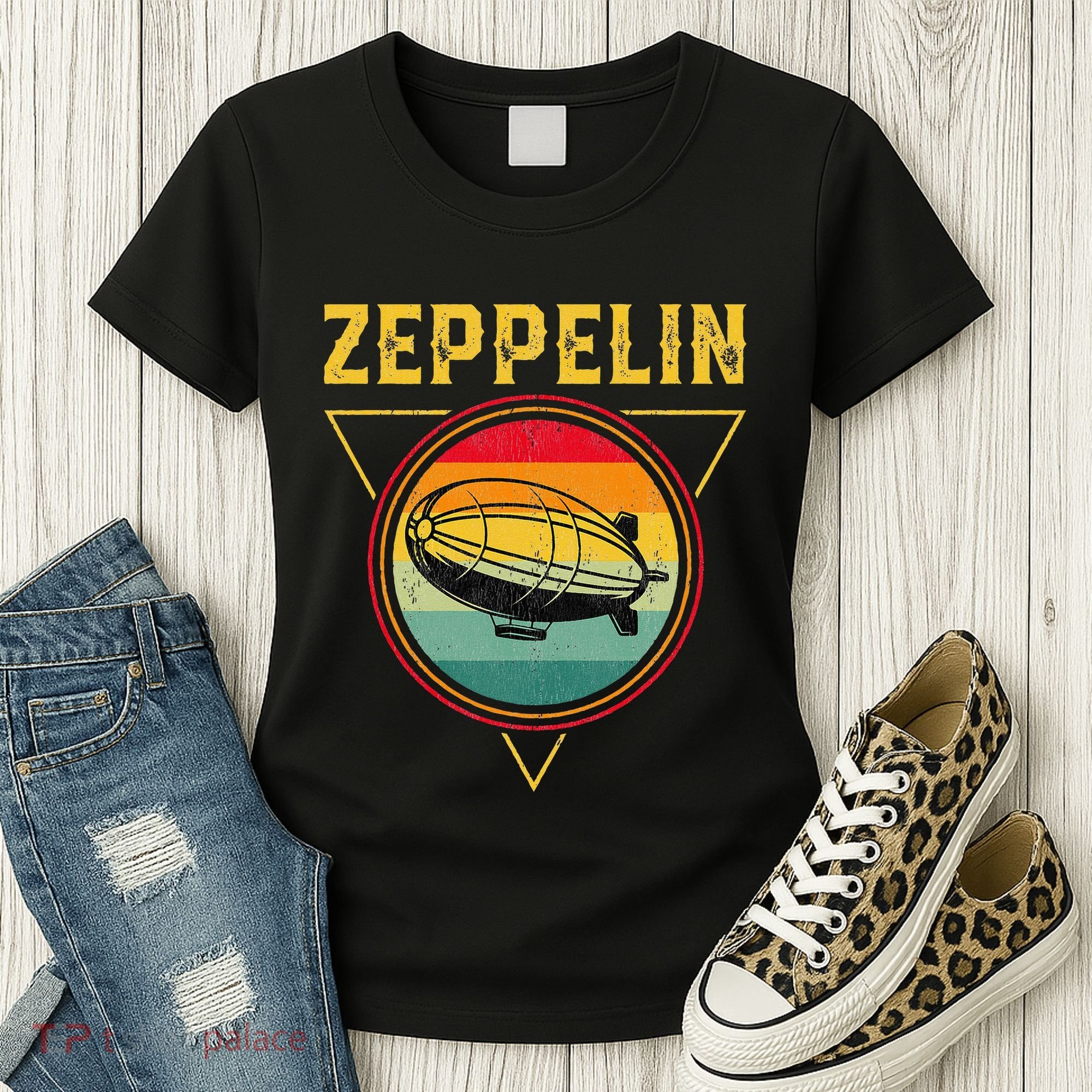 Retro Zeppelin Funny Dirigible Blimp Airship 70s 80s Women's T-Shirt