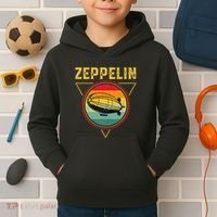 Retro Zeppelin Funny Dirigible Blimp Airship 70s 80s Kids Hoodie thumb 2