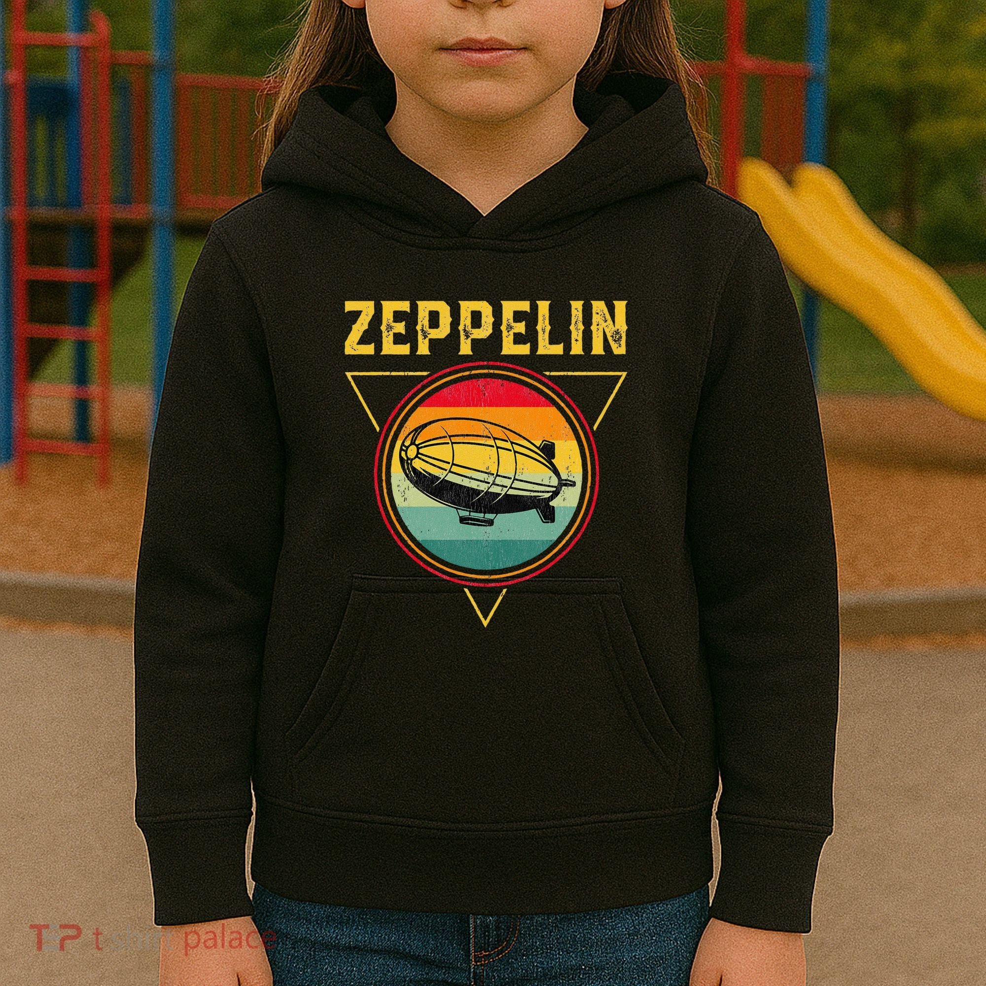 Retro Zeppelin Funny Dirigible Blimp Airship 70s 80s Kids Hoodie