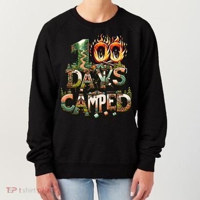 School 100 Days Camped Forest And Camp Fires Back To School Gift Women's Sweatshirt