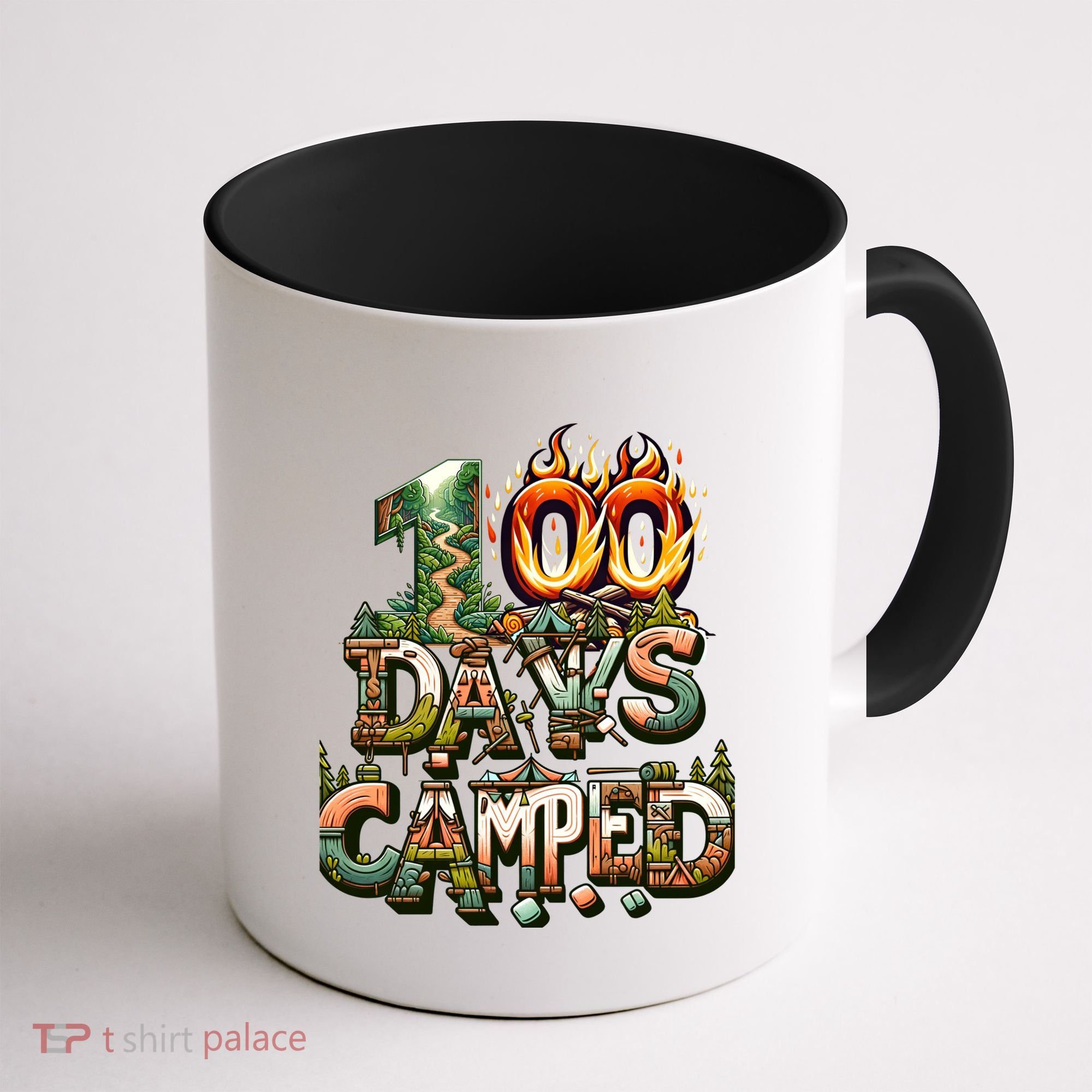 School 100 Days Camped Forest And Camp Fires Back To School Gift Coffee Mug