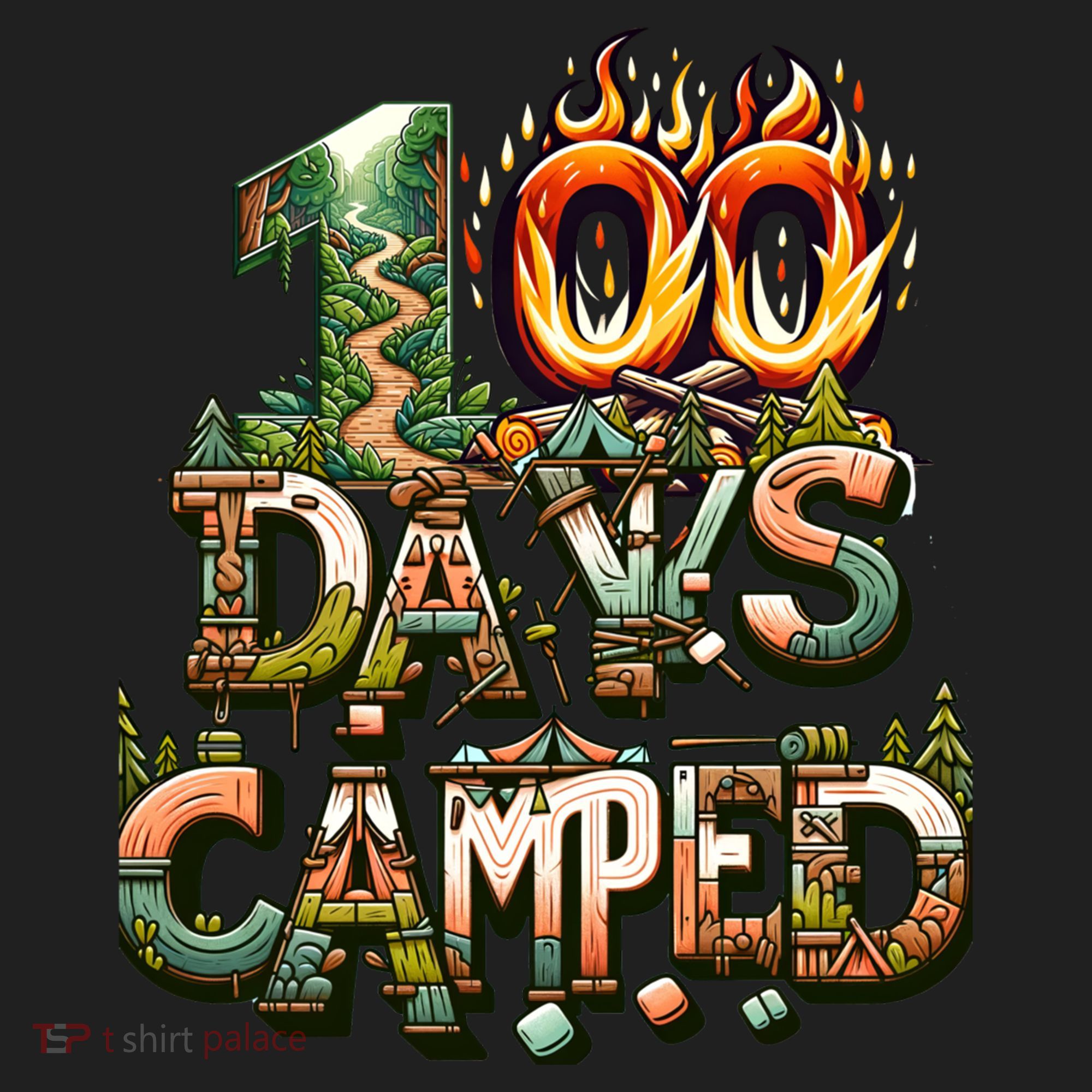 School 100 Days Camped Forest And Camp Fires Back To School Gift Hat
