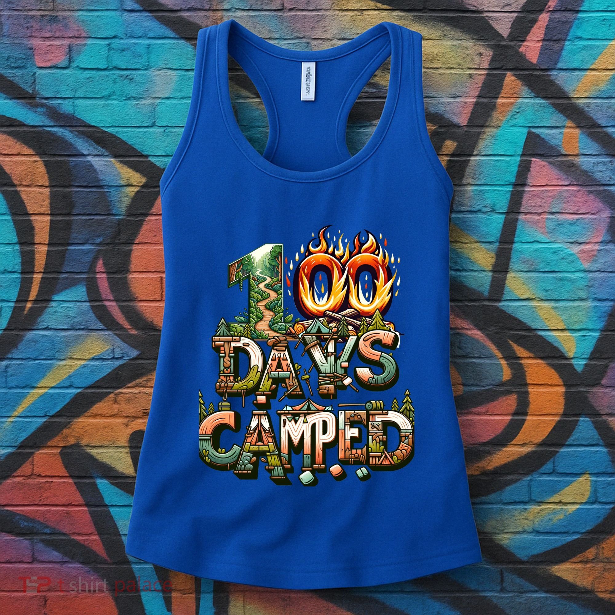 School 100 Days Camped Forest And Camp Fires Back To School Gift Women's Tank Top