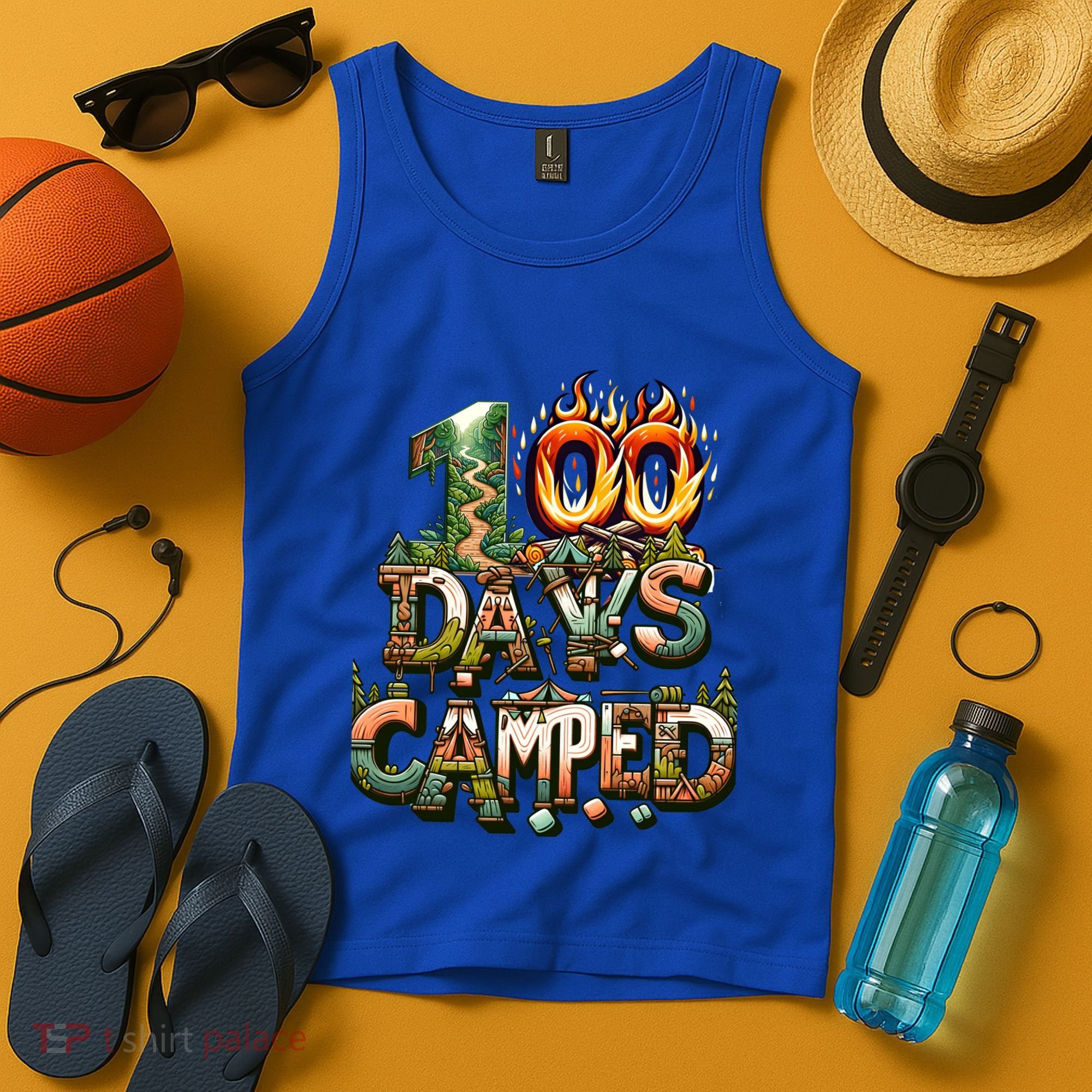 School 100 Days Camped Forest And Camp Fires Back To School Gift Tank Top