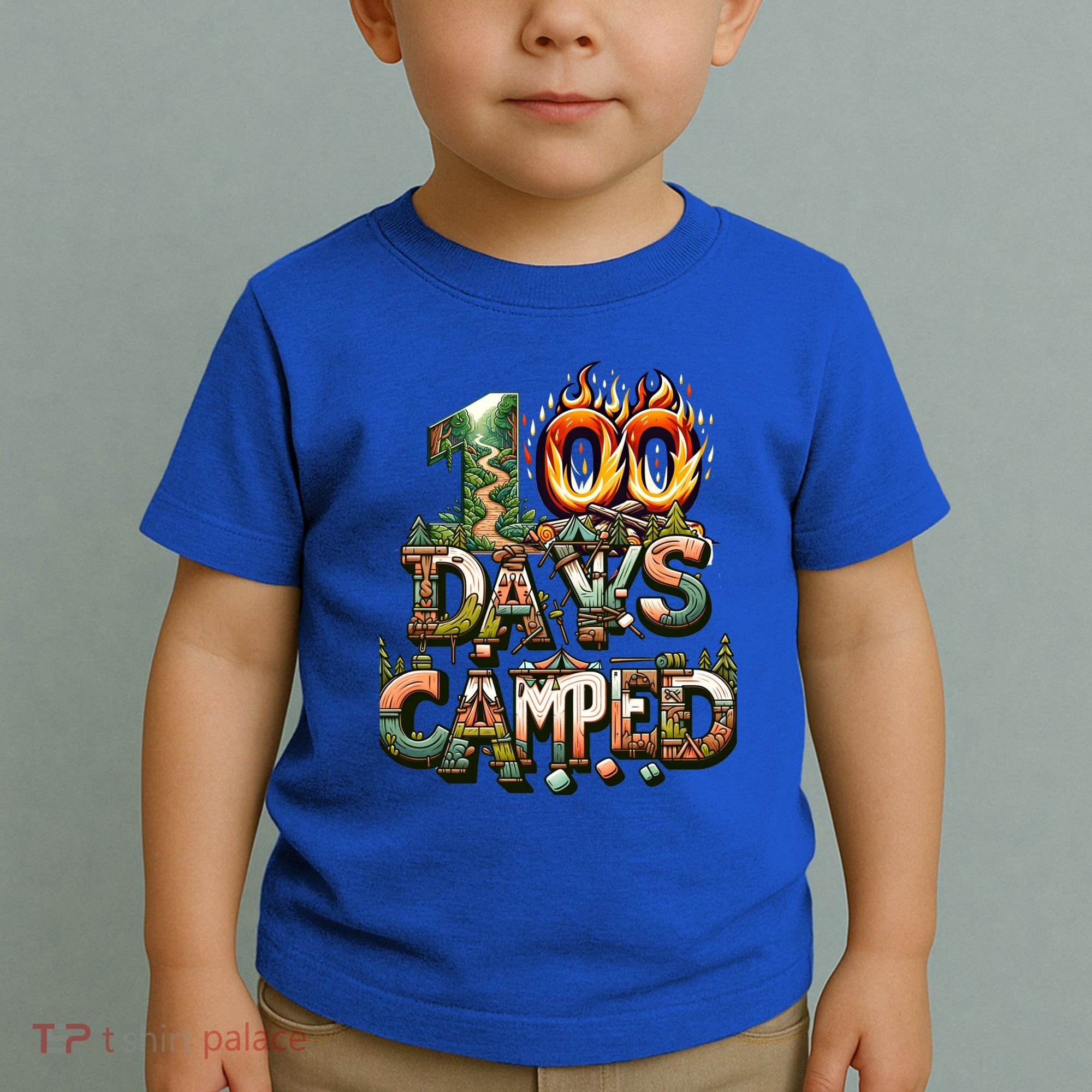 School 100 Days Camped Forest And Camp Fires Back To School Gift Toddler T-Shirt