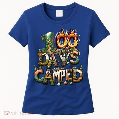 School 100 Days Camped Forest And Camp Fires Back To School Gift Women's T-Shirt