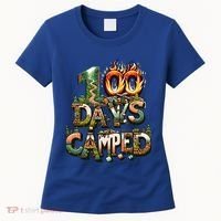 School 100 Days Camped Forest And Camp Fires Back To School Gift Women's T-Shirt thumb 0