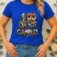 School 100 Days Camped Forest And Camp Fires Back To School Gift Women's T-Shirt thumb 2
