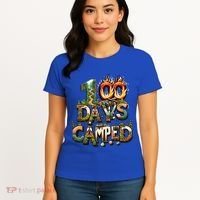School 100 Days Camped Forest And Camp Fires Back To School Gift Women's T-Shirt thumb 4