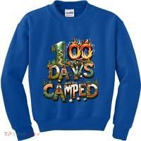 School 100 Days Camped Forest And Camp Fires Back To School Gift Kids Sweatshirt thumb 0