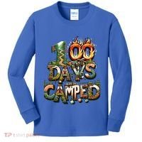 School 100 Days Camped Forest And Camp Fires Back To School Gift Kids Long Sleeve Shirt thumb 0