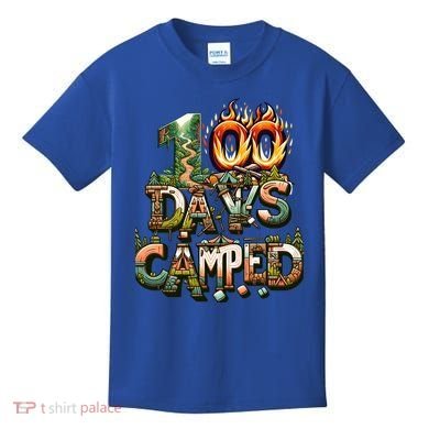 School 100 Days Camped Forest And Camp Fires Back To School Gift Kids T-Shirt