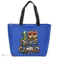School 100 Days Camped Forest And Camp Fires Back To School Gift Tote Bag thumb 0