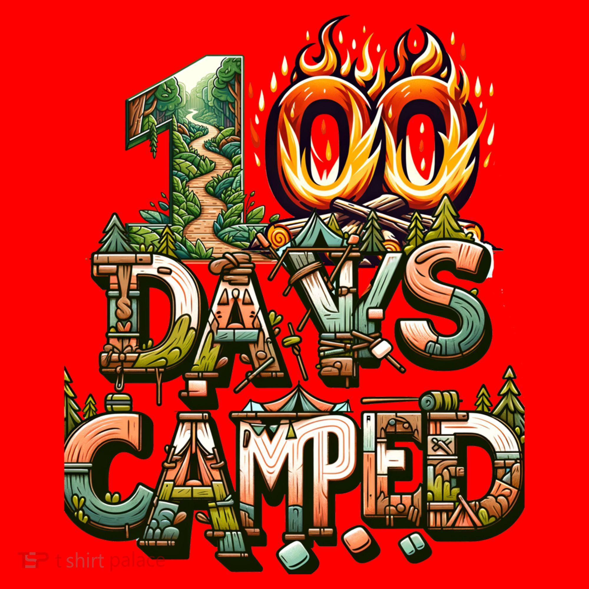 School 100 Days Camped Forest And Camp Fires Back To School Gift Santa Hat