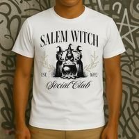 Salem 1692 Social Club Witch Halloween Witchy Women T-Shirt thumb 3