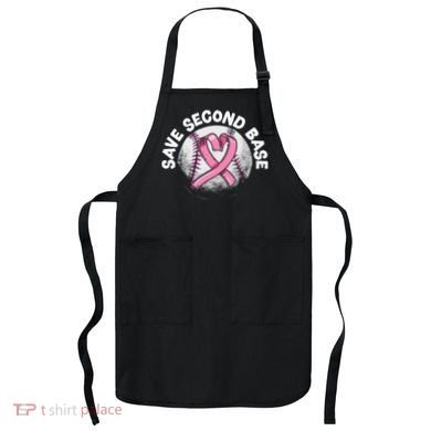 Save 2nd Base Baseball Player Breast Cancer Awareness Apron