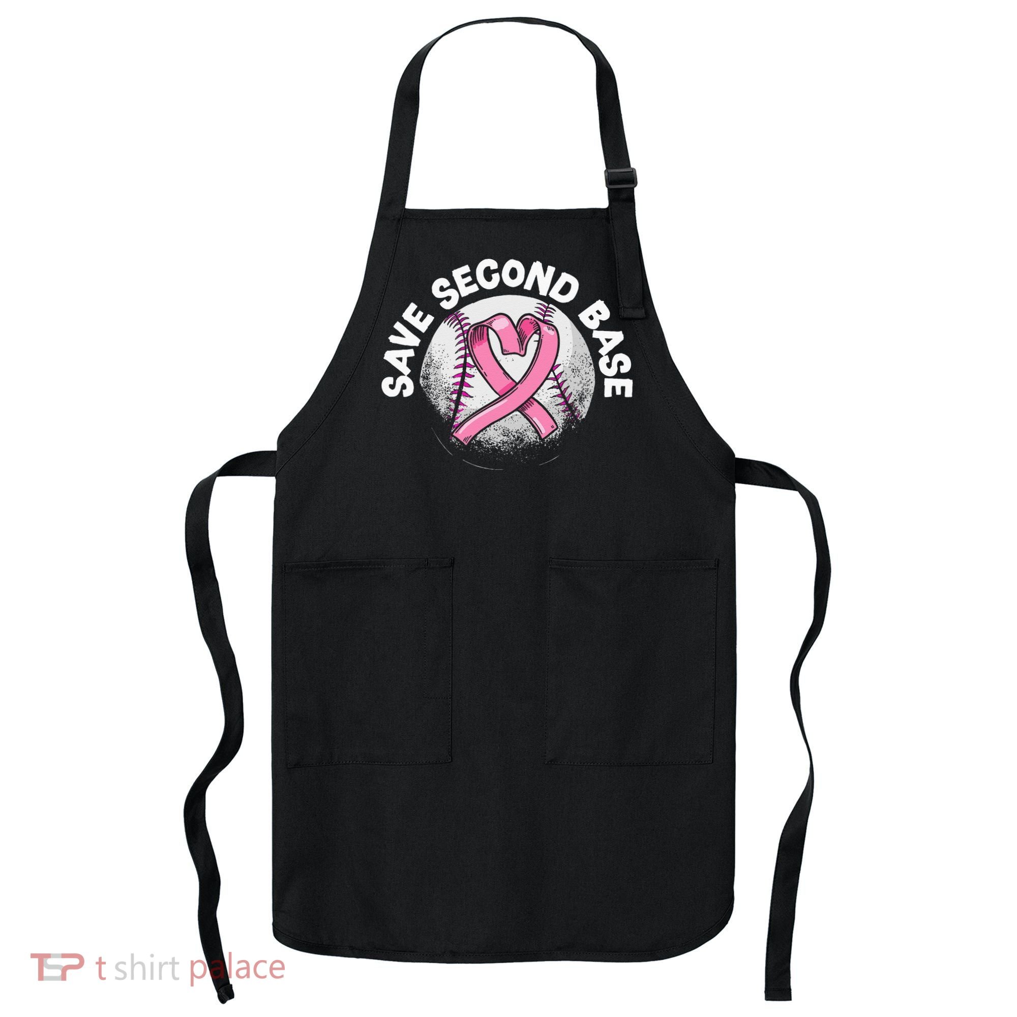Save 2nd Base Baseball Player Breast Cancer Awareness Apron