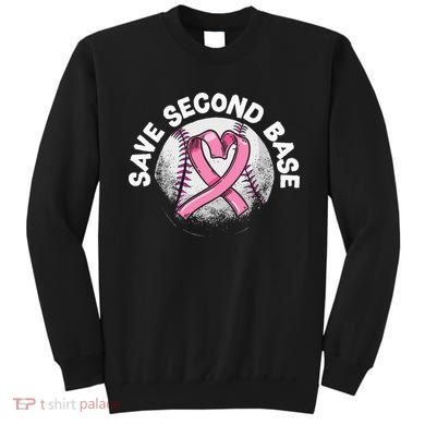 Save 2nd Base Baseball Player Breast Cancer Awareness Sweatshirt