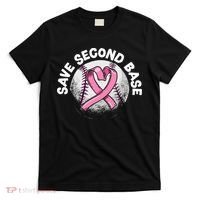Save 2nd Base Baseball Player Breast Cancer Awareness T-Shirt thumb 0
