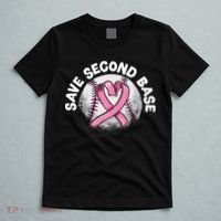 Save 2nd Base Baseball Player Breast Cancer Awareness T-Shirt thumb 5