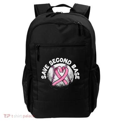 Save 2nd Base Baseball Player Breast Cancer Awareness Backpack