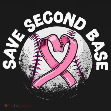 Save 2nd Base Baseball Player Breast Cancer Awareness Coaster