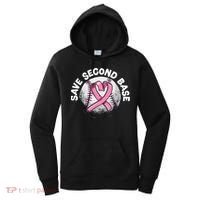 Save 2nd Base Baseball Player Breast Cancer Awareness Women's Hoodie thumb 0