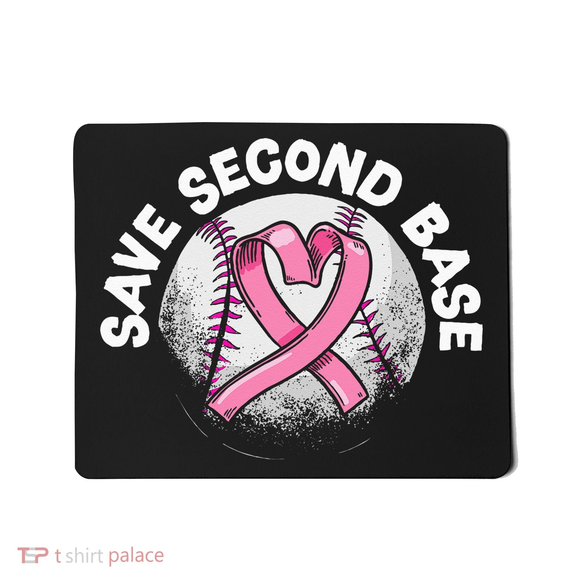 Save 2nd Base Baseball Player Breast Cancer Awareness Mousepad