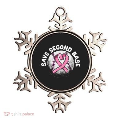 Save 2nd Base Baseball Player Breast Cancer Awareness Ornament