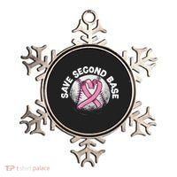 Save 2nd Base Baseball Player Breast Cancer Awareness Ornament thumb 0